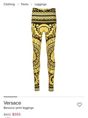 Versace Gold and Black Barocco-Print Stretch Leggings